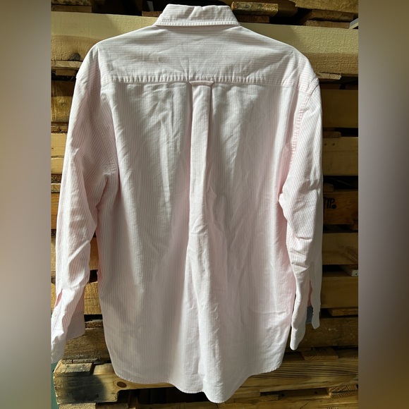 Woods&Woods pink and white striped men’s Oxford button down preppy - Picture 2 of 7